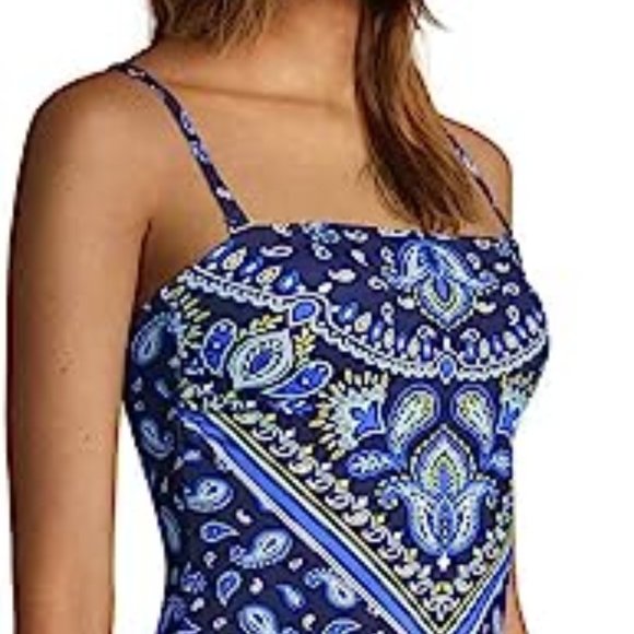 NWT Lands' End Womens Bandeau One Piece Bathing Suit Swimwear Size 14T $90 3e13 - Picture 3 of 3